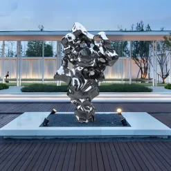 Liquid Mirage 155cm Silver Metal Garden Sculpture