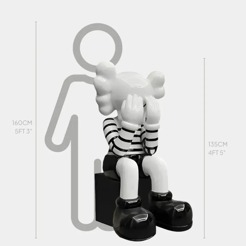 Lucify Hide 135cm Black & White Resin Indoor Sculpture