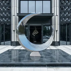 Lunar Orbit 120cm Silver Metal Indoor Sculpture