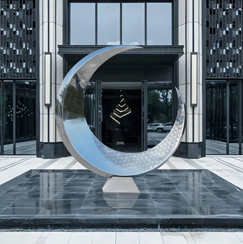 Lunar Orbit 120cm Silver Metal Indoor Sculpture