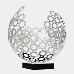 Lunar Sphere 44cm Silver Metal Indoor Sculpture