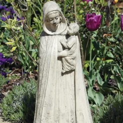 Madonna and Baby 54cm Stone Garden Statue