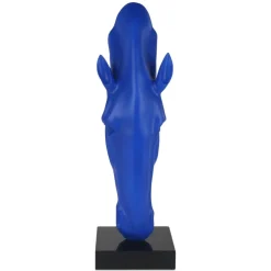 Majestic Horse Head 70cm Blu Blue Resin Sculpture