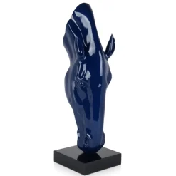 Majestic Horse Head 70cm Blue Resin Indoor Sculpture