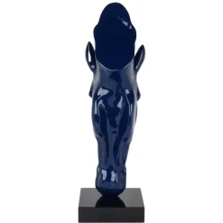 Majestic Horse Head 70cm Blue Resin Indoor Sculpture