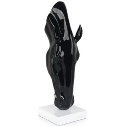 Majestic Horse Head 70cm Black Resin Indoor Sculpture
