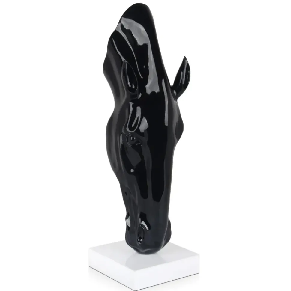 Majestic Horse Head 70cm Black Resin Indoor Sculpture