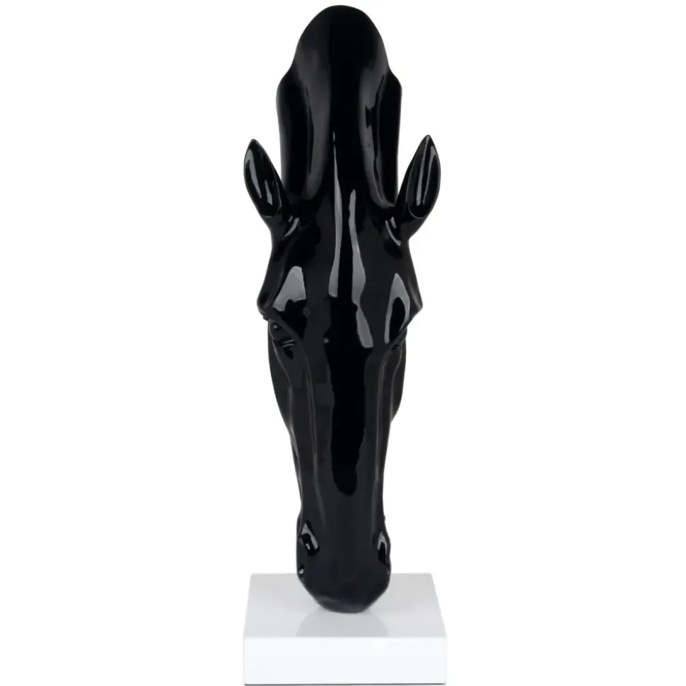 Majestic Horse Head 70cm Black Resin Indoor Sculpture