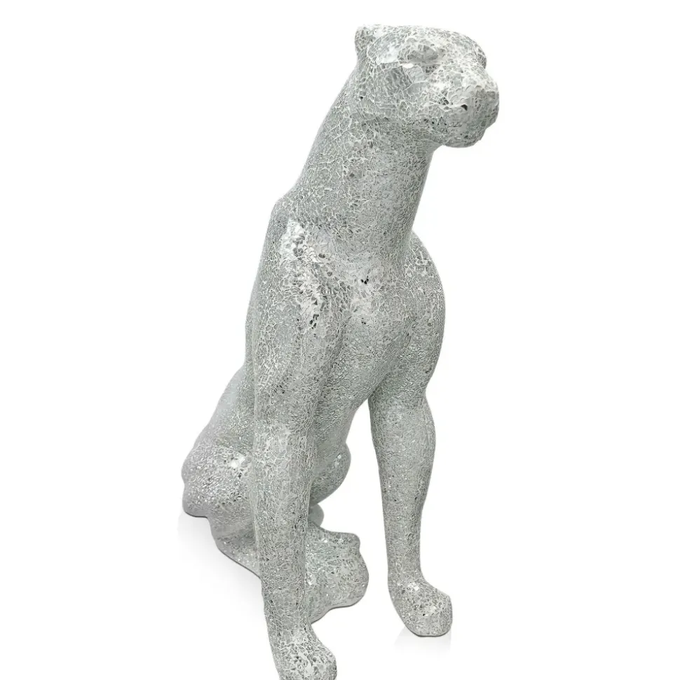 Majestic Panther 80cm Silver Resin Indoor Sculpture