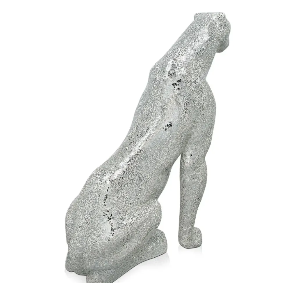 Majestic Panther 80cm Silver Resin Indoor Sculpture