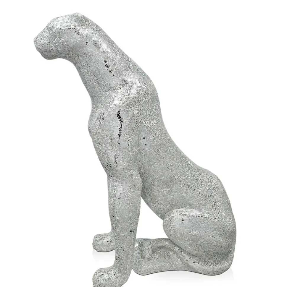 Majestic Panther 80cm Silver Resin Indoor Sculpture