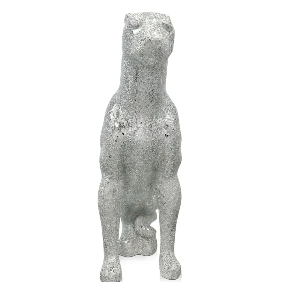 Majestic Panther 80cm Silver Resin Indoor Sculpture