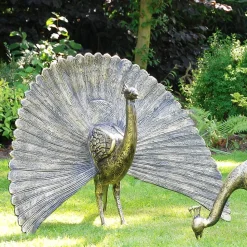 Majestic Peacocks Life-Size Bronze Metal Garden Statues