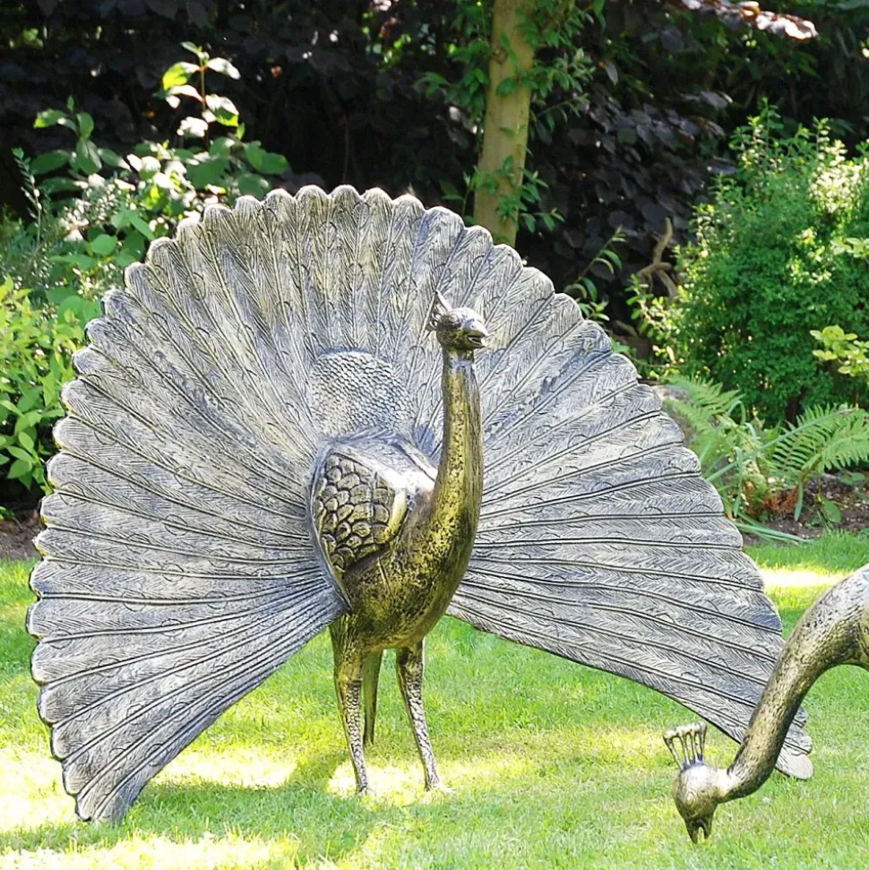 Majestic Peacocks Life-Size Bronze Metal Garden Statues