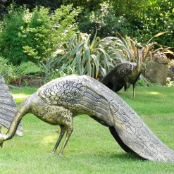 Majestic Peacocks Life-Size Bronze Metal Garden Statues