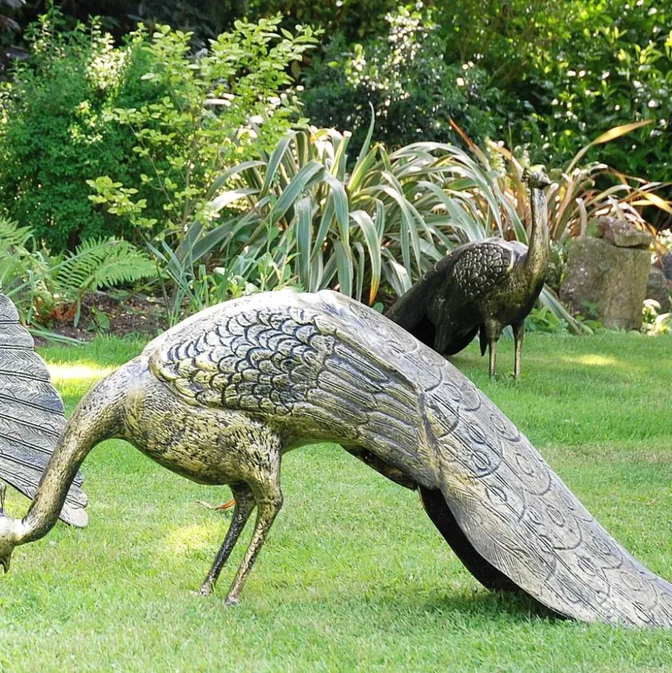 Majestic Peacocks Life-Size Bronze Metal Garden Statues