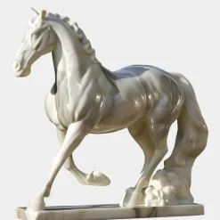 Majestic Stallion 200cm White Marble Garden Statue