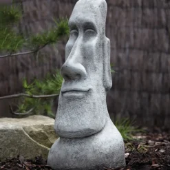 Male Easter Island Head Stone Garden Ornament