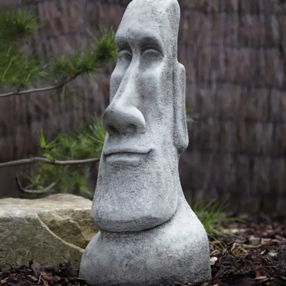 Male Easter Island Head Stone Garden Ornament