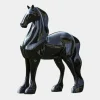 Midnight Stallion 200cm Black Marble Garden Statue