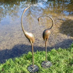 Modern Cranes Bronze Metal Garden Ornaments