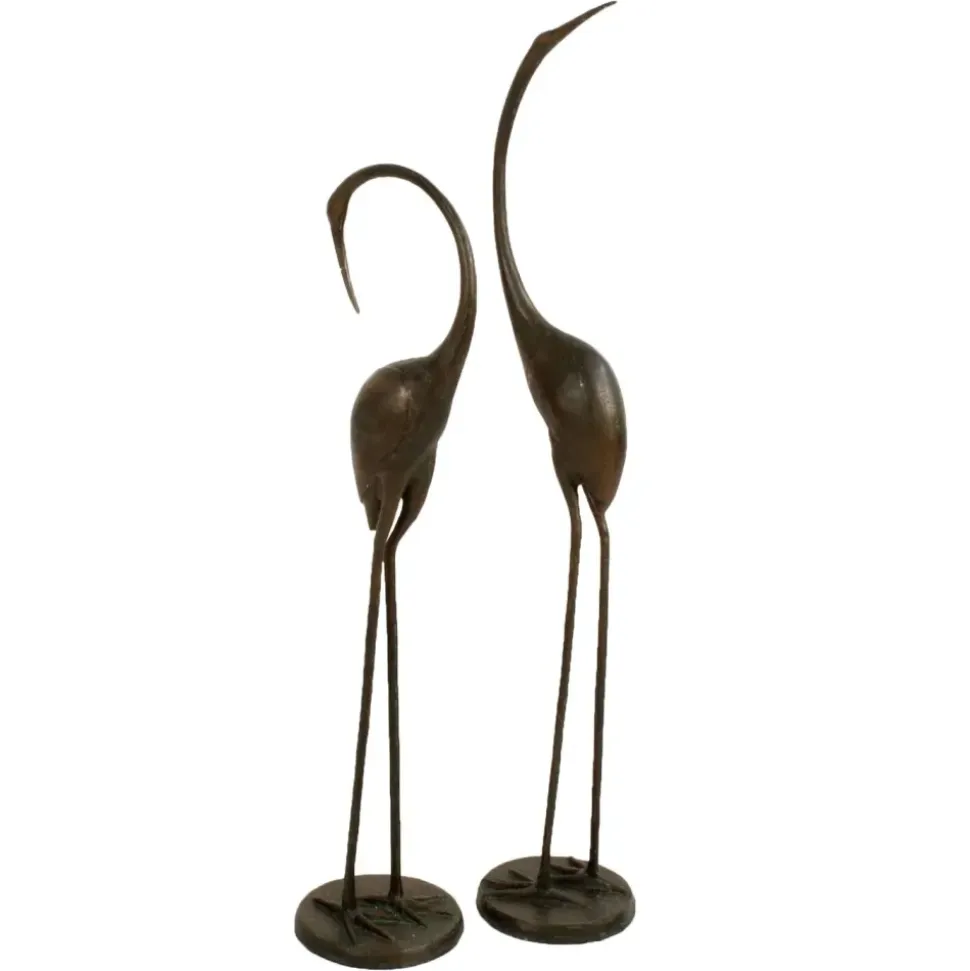 Modern Cranes Bronze Metal Garden Ornaments