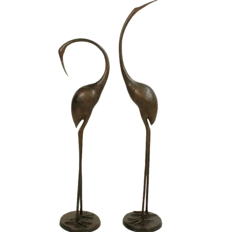 Modern Cranes Bronze Metal Garden Ornaments