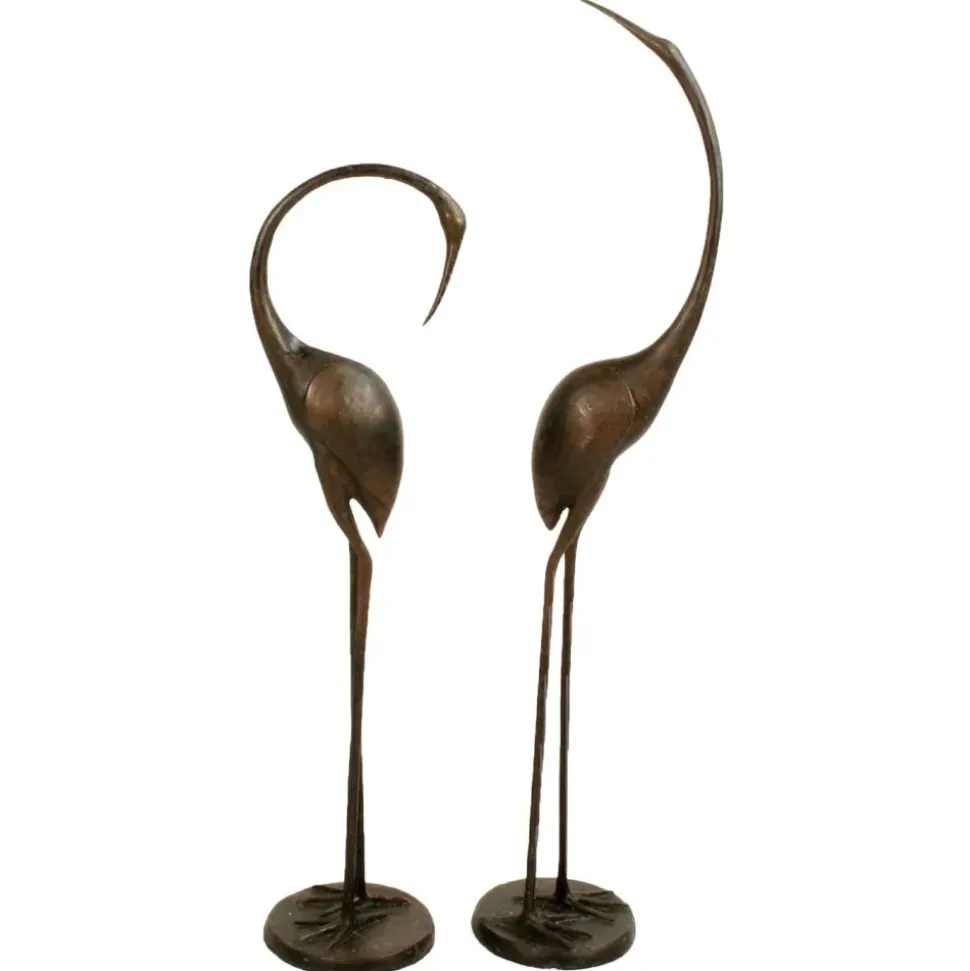 Modern Cranes Bronze Metal Garden Ornaments