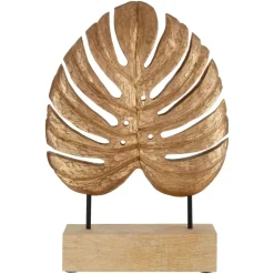 Monsera Leaf 45cm Gold Wood Indoor Sculpture