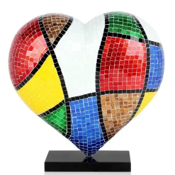 Mosaic Heart v2 46cm Pop Art Resin Indoor Sculpture