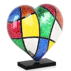 Mosaic Heart v1 46cm Pop Art Resin Indoor Sculpture