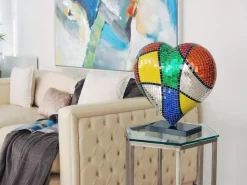Mosaic Heart v1 46cm Pop Art Resin Indoor Sculpture