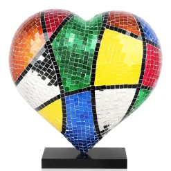 Mosaic Heart v1 46cm Pop Art Resin Indoor Sculpture