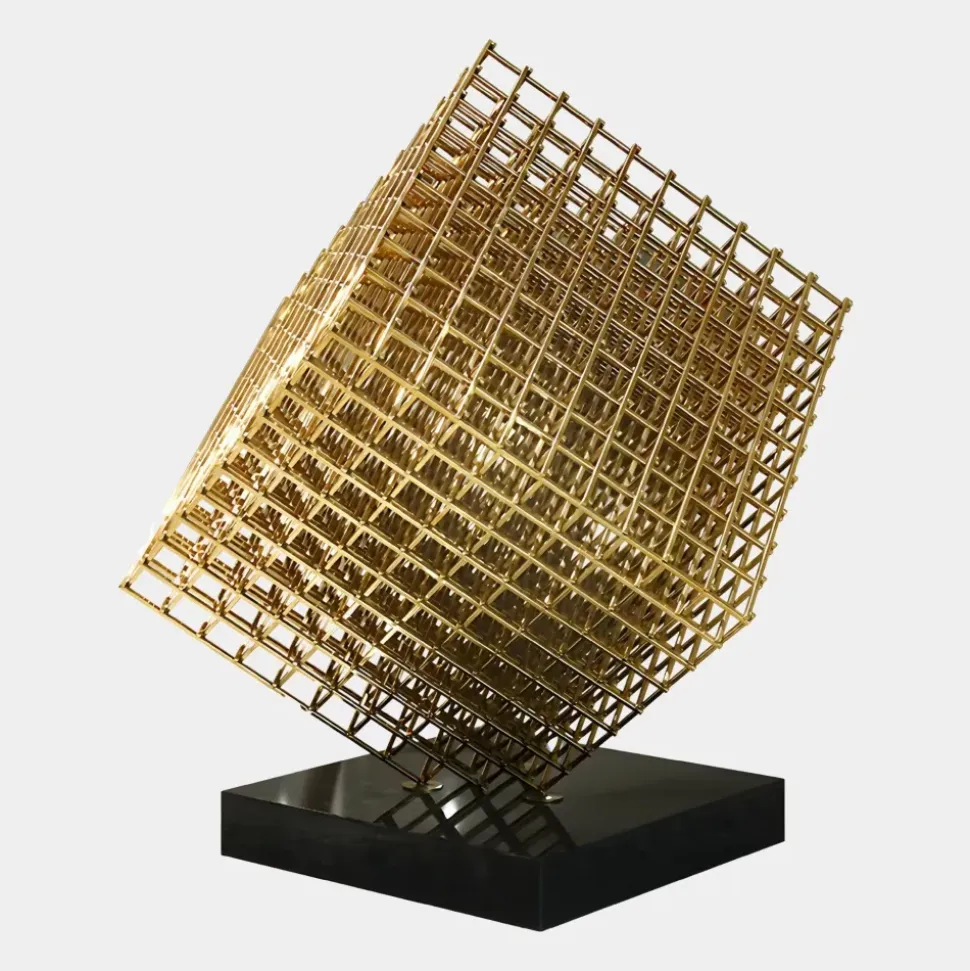 Multiverse 100cm Gold Geometric Metal Garden Sculpture