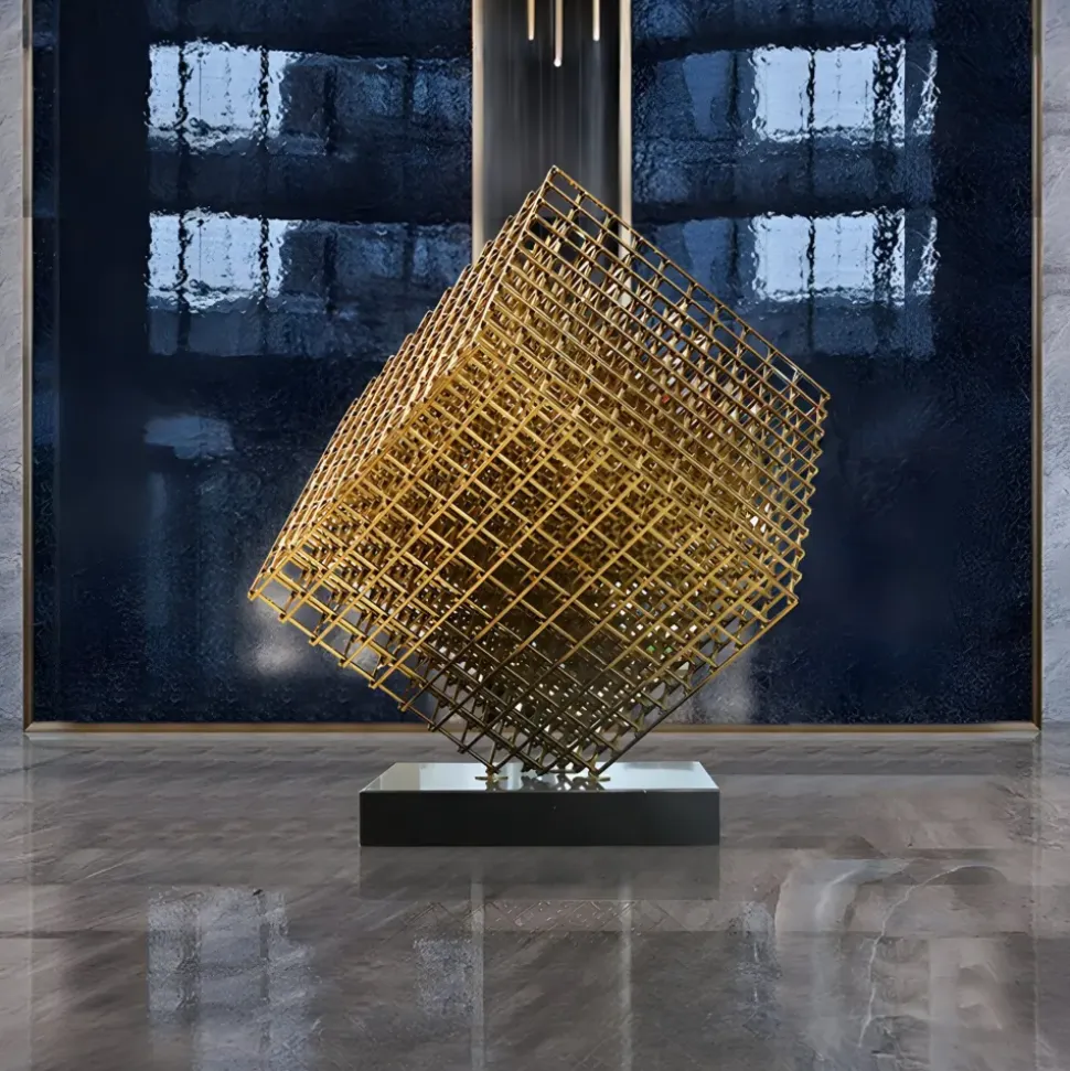 Multiverse 100cm Silver Geometric Metal Garden Sculpture