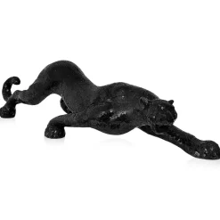 Obsidian Panther 24cm Black Resin Indoor Sculpture