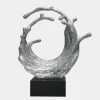 Oceanic Wave 117cm Silver Metal Indoor Sculpture