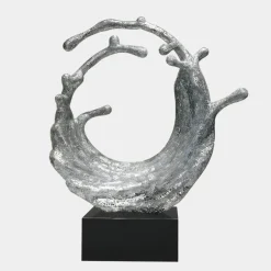 Oceanic Wave 117cm Silver Metal Indoor Sculpture
