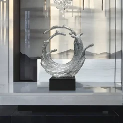 Oceanic Wave 117cm Silver Metal Indoor Sculpture
