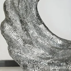 Oceanic Wave 117cm Silver Metal Indoor Sculpture