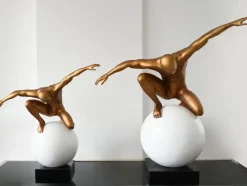 Orbital Balance 65cm Gold Resin Indoor Sculpture