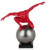 Orbital Balance 47cm Red Resin Indoor Sculpture