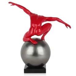 Orbital Balance 47cm Red Resin Indoor Sculpture