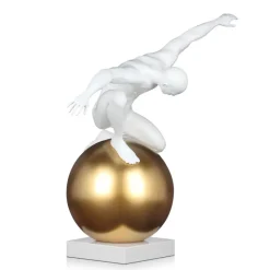 Orbital Balance 47cm White Resin Indoor Sculpture