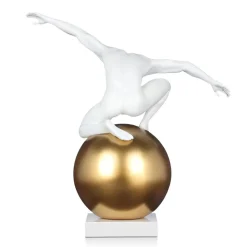 Orbital Balance 47cm White Resin Indoor Sculpture