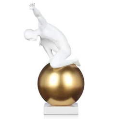 Orbital Balance 47cm White Resin Indoor Sculpture