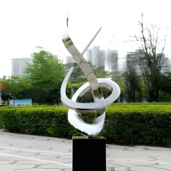 Orbital Motion 250cm Silver Metal Garden Sculpture