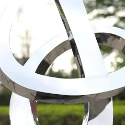 Orbital Motion 250cm Silver Metal Garden Sculpture