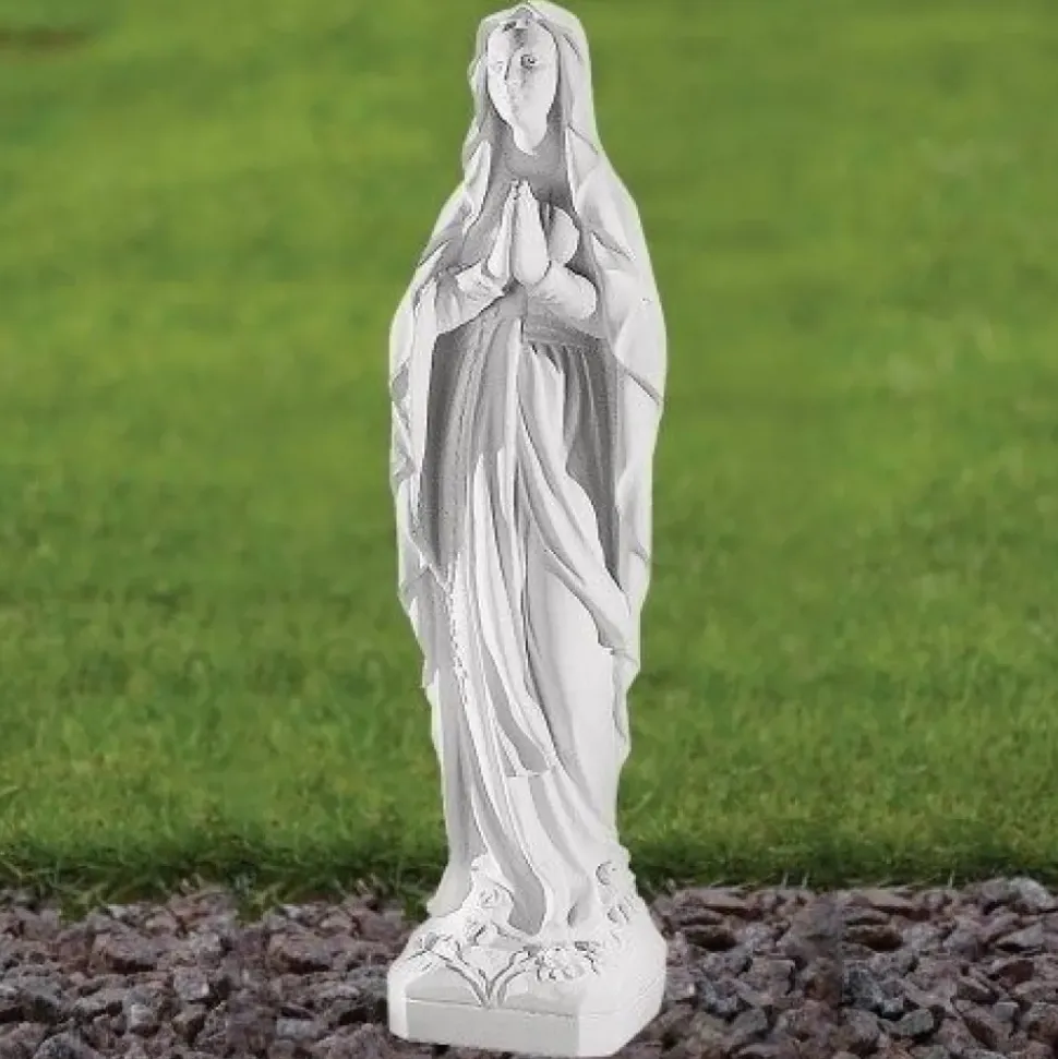 Our Lady of Lourdes 24cm Marble Resin Garden Statue
