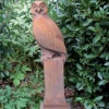 Owl Modern Stone Garden Statue (Rust)